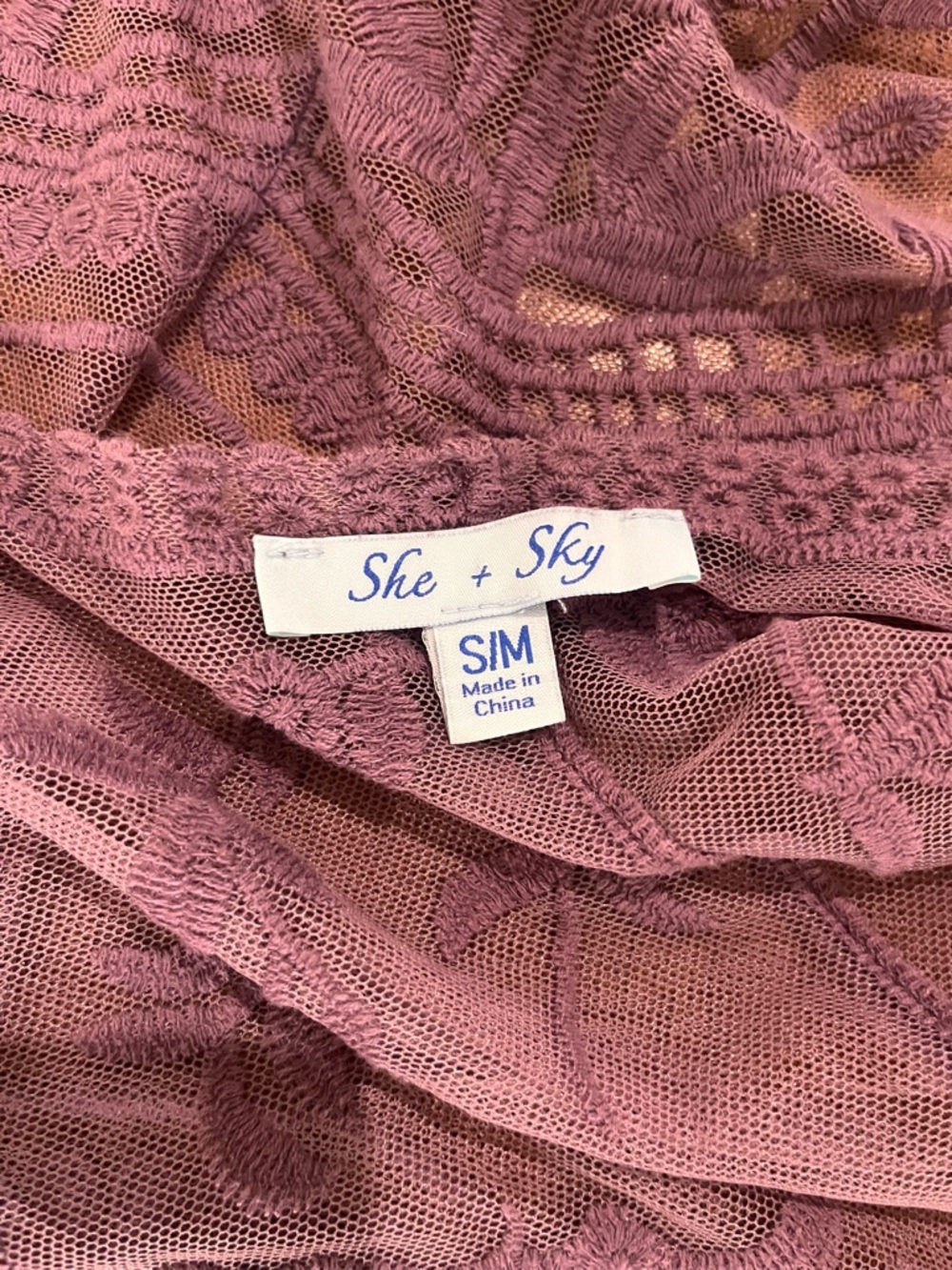She + Sky Mauve Lace Embroidered Kimono - Picture 8 of 8
